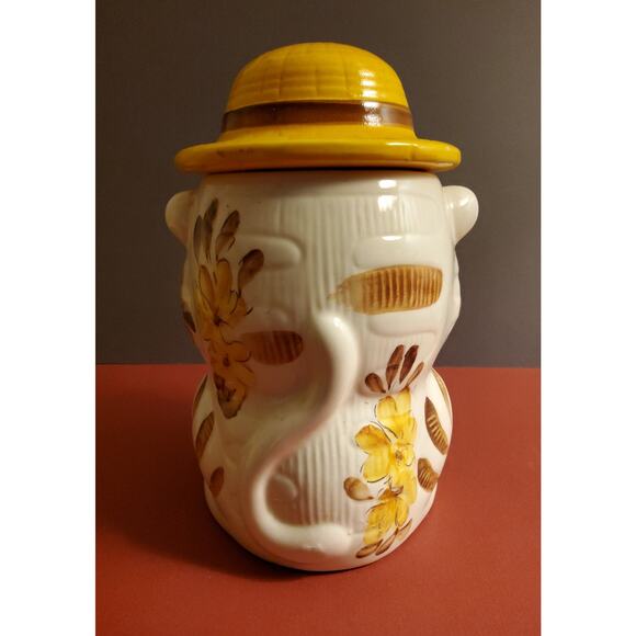 Hand painted Tiger Cub Cookie Jar with Jungle Hat made in Brazill - Picture 2 of 3